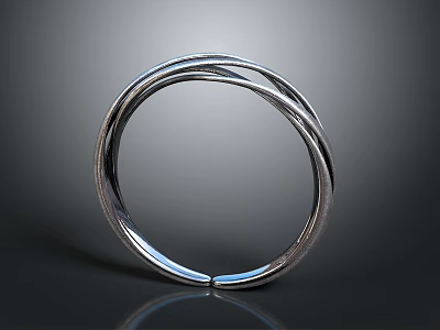 Elegant Silver Double Loop Intertwined Bracelet With Sleek Metallic Shine Design 3d model