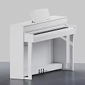 Various Styles Pianos In White Black Colors With Stools And Music Sheets