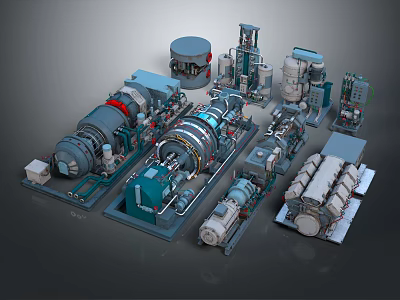 Industrial Mechanical Equipment Collection Featuring Various Machinery And Components 3d model
