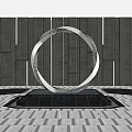 Modern Abstract Sculpture With Perforated Twisted Loop On Black Reflective Platform