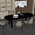 Middle-style dining tables and chairs 3d model
