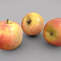Fresh Ripe Red and Yellow Apples With Juicy Shiny Texture And Three Fruits