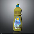 Yellow Plastic Bottle Featuring Sunflower Label And Scenic Design On Container