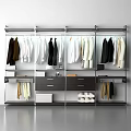 Modern Open Wardrobe with Metal Frame Hanging Clothes Drawers and Organized Shelf Storage