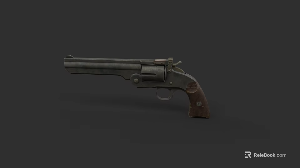 Vintage Revolver Firearm With Wooden Grip And Classic Metal Barrel Design 3d model 