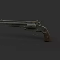 Vintage Revolver Firearm With Wooden Grip And Classic Metal Barrel Design