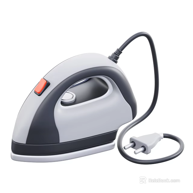 Smart Machine Electric Iron With Gray And Black Design Red Button And Power Cord 3d model 