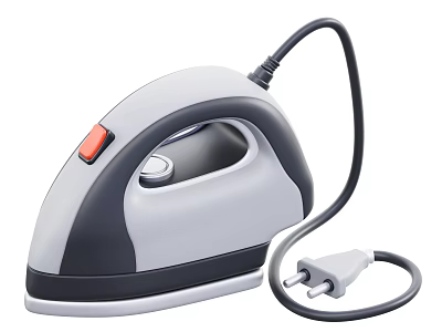 Smart Machine Electric Iron With Gray And Black Design Red Button And Power Cord 3d model