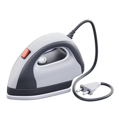 Smart Machine Electric Iron With Gray And Black Design Red Button And Power Cord 3d model