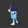 Animated Blue Dog Game Movie Character With Purple Ears Big Eyes White Paws Open Arms