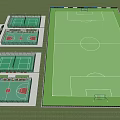 Standard Football Field With Multiple Outdoor Basketball Courts And Sports Area