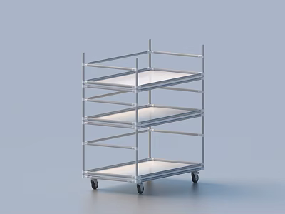 Multi tier Metal Storage Shelf with Wheels Sturdy Frame and Simple Design for Home Use 3d model