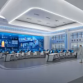Modern Control Room Interior With Large Digital Screens Control Consoles And Staff