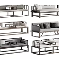 Modern Multi Person Sofas With Wooden Frames Fabric Cushions And Neutral Tones 3d model
