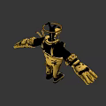 Yellow and Black Armored Man Character with Insect Headgear and Tools