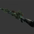 Character Weapon Featuring Dragon Decorated Black Firearm With Red Eyes And Metallic Design