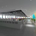 Spacious Public Office Space With Computers Office Desks And Bright Lighting 3d model