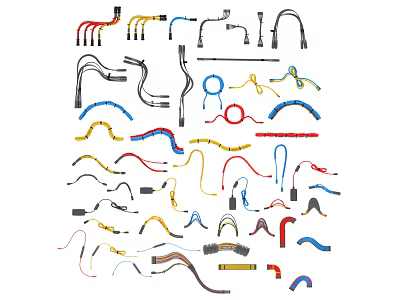 Assorted Colored Electrical Wire Harness Assemblies With Different Shape Connectors 3d model