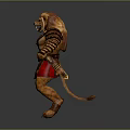 Fantasy Lion Head Warrior Character With Muscular Build Red Skirt And Armor Decorations