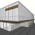 Modern Sales Office Building With Sleek Exterior And Glass Curtain Wall Design 3d model