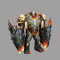 Muscular Demon Warrior Game Movie Character With Flame Wings And Skeleton Armor