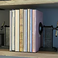 Multi Tiered Bookcase Featuring Books Clocks Trophy Decorative Items And Drawers 3d model