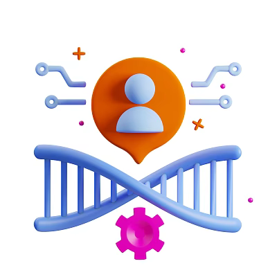 Smart Machine Integrating DNA Helix Gear And Human Icon With Tech Connections 3d model