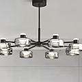 Modern Chandelier Featuring Branched Metal Arms And Glass Light Shades For Interior Decor