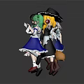 Anime Style Characters in Different Costumes With Weapons and Various Hairstyles