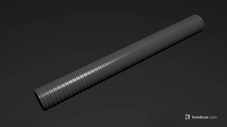 Gray Spiral Textured Pen With Modern Design And Elongated Metallic Body 3d model 