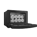 Black Household Towel Sterilizer With Neatly Rolled Towels Inside Compact Design