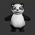 Cute 3D Cartoon Panda Character With Black And White Design 3d model