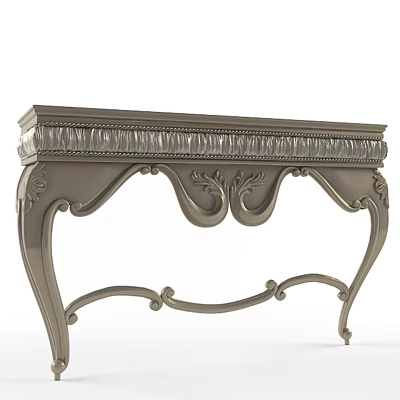 Classic Console Table With Ornate Carved Details And Curved Leg Design 3d model