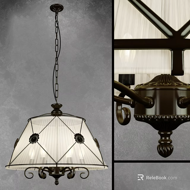 Classic Style Chandelier With Metal Frame And Glass Shade For Interior Decoration 3d model 
