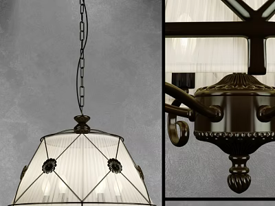 Classic Style Chandelier With Metal Frame And Glass Shade For Interior Decoration 3d model