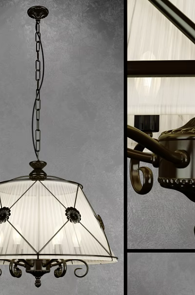 Classic Style Chandelier With Metal Frame And Glass Shade For Interior Decoration 3d model