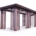 Elegant Modern Outdoor Pergola With Vertical Grille Structure And Support Columns 3d model