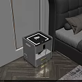 Modern Light Gray Nightstand With Drawer And Open Shelf In Bedroom Setting