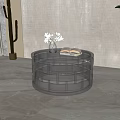 Clear Acrylic Round Coffee Table With White Flowers Vase And Open Book In Modern Minimalist Space