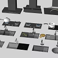 Modern Kitchen Appliances Including Range Hoods Gas Stoves Sinks And Faucets