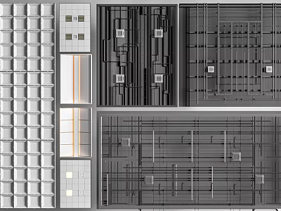 Modern Ceiling Design Styles With Grid Patterns And Linear Structures For Interiors 3d model