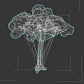 3D Model of Arbor Tree with Green Foliage Branchy Trunk and Root System