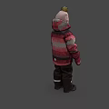 Woman In Red And Gray Plaid Coat With Pink Pom Pom Hat And Brown Pants