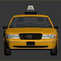 Yellow Taxi Car With Roof Light And TAXI Logo On Shiny Body