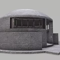 Solid Circular Stone Building Structure With Windows Entrance And Base Platform Design 3d model