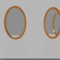Oval Mirrors with Golden Carved Frames Reflecting Classic Architecture Details 3d model