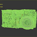 Computer Internal Circuit Board Components With Green PCB And Electronic Parts View 3d model