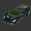 Black Modern Sports Car With Sleek Aerodynamic Body And Red Alloy Wheels