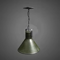 Green Metal Conical Pendant Light With Square Canopy And Chain Hanging