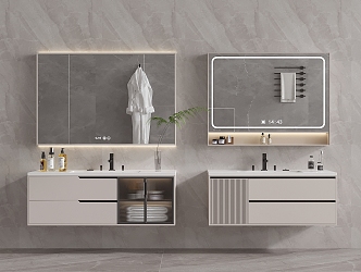 Modern Hanging Bathroom Cabinet Hanging Bathroom Cabinet Washstand Mirror Toiletries 3d model